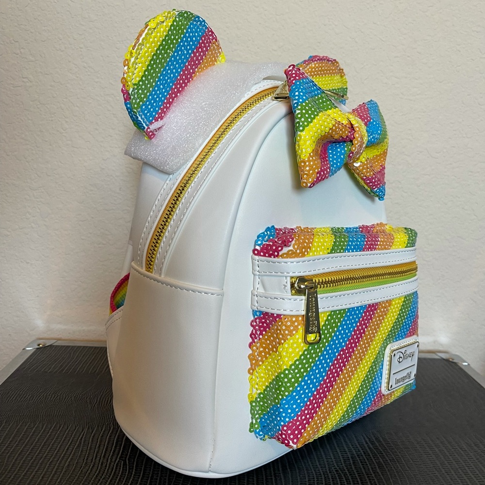 Loungefly DisneySequin Rainbow MiniBackpack, Wallet, and Ears - Picture 4 of 15